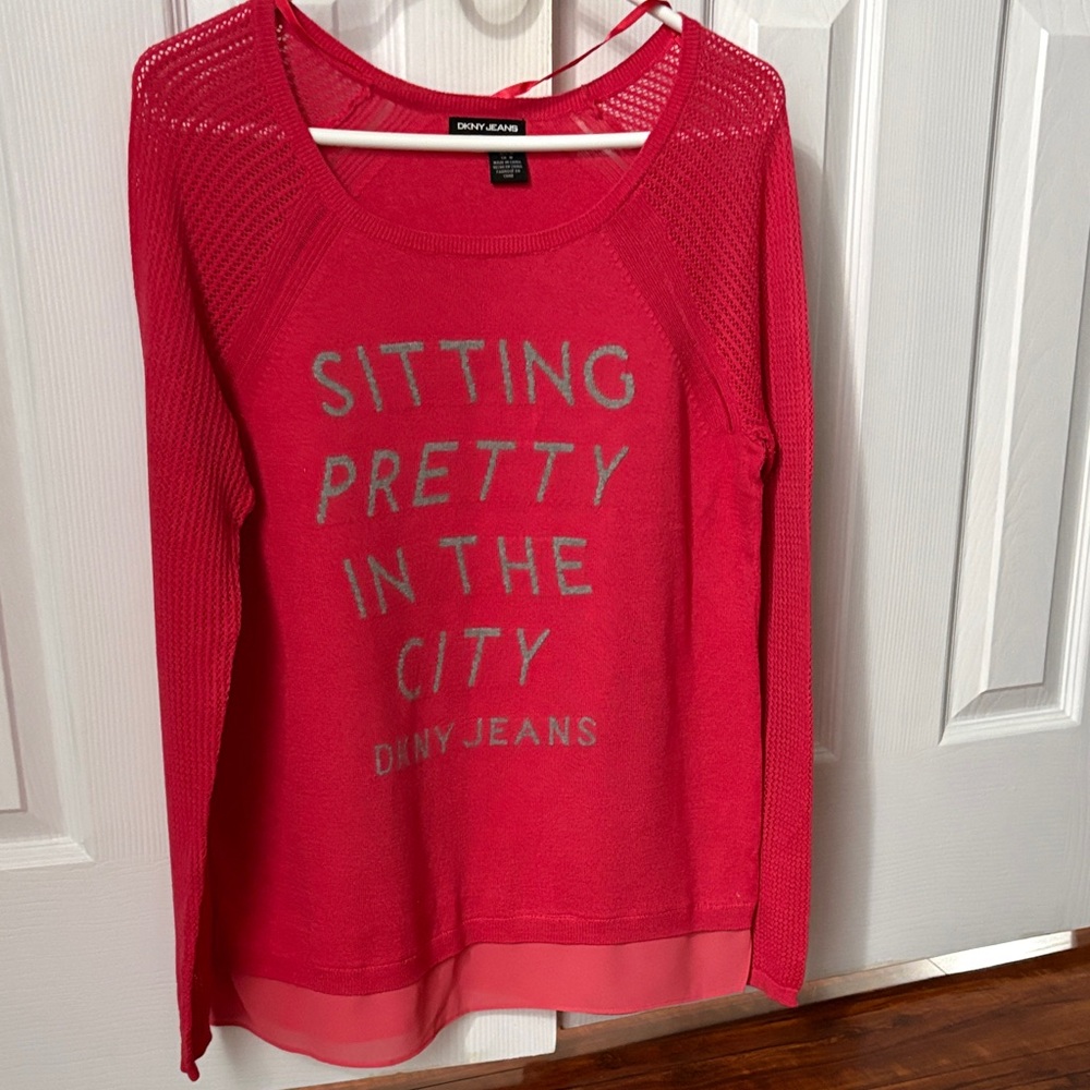 DKNY Vibrant Pink Long Sleeve Top